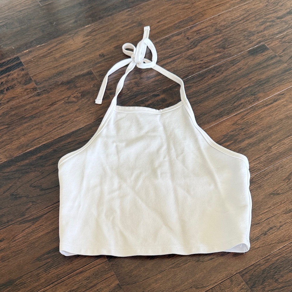 White halter neck top